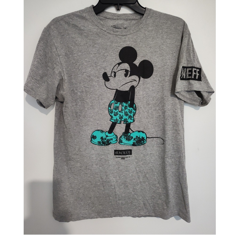 Neff Disney Mickey Mouse Too Many People Grow Up Graphic T-Shirt Gray Mens M